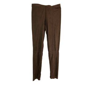Brown Stretch Slim Fit Pants Leggings Soft Ultra Suede Medium Sexy Classic Y2K